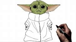 How To Draw Baby Yoda | Step By Step | The Mandalorian