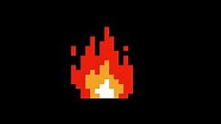Fuego de 8 bits de píxel. animación. vídeo. fondo oscuro. diseño