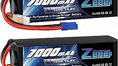 Zeee 4S Lipo Battery 7000mAh 14.8V 100C Soft Case RC Battery with EC5 Connector Compatible for X-Maxx RC Truck Tank RC Car Racing Hobby (2 Pack)