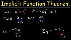 Implicit Differentiation With Partial Derivatives Using The Implicit Function Theorem | Calculus 3
