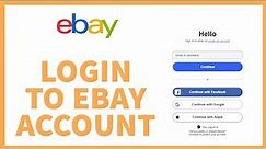 How To eBay Login? www.ebay.com Login Help 2022 | ebay.com Sign In eCommerce Platform Account |