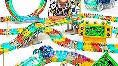 JITTERYGIT Race Track Glow in The Dark Magic Toy Set, Kids Light Up Flexible Car Tracks - Best Birthday Gift for Boys Girls and Toddlers 3 4 5 6 7 8 Year Old