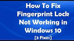 How To Fix Fingerprint Lock Not Working in Windows 10 [3 Fixes]