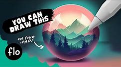 You Can Draw This Landscape in a Sphere in PROCREATE - Step by Step Procreate Tutorial