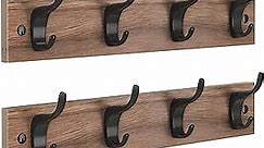 AMADA HOMEFURNISHING Coat Rack Wall Mount 2 Packs, Entryway Coat Hat Hanger with 4 Wall Hooks for Wall Organized and Storage in Living Room, Bedroom Wooden AMCR03