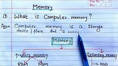 What is Computer Memory? And its types | Primary and Secondary Memory in Computer