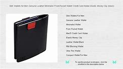 Slim Wallets for Men Genuine Leather Minimalist Front Pocket Wallet Credit Card Holder Elastic Money Clip (black)