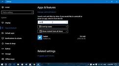 Windows 10 settings apps and features look and options