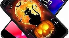 Phone Case Compatible with iPhone 7 Plus iPhone 8 Plus Halloween Cat Black Frame Shockproof and Slim Rubber TPU Material with Uniqe Design