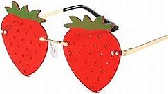 Cute Strawberry Shape Sunglasses for Women Men Girls Boys Party Prom Accessories Halloween Christmas Costumes Glasses (Red)