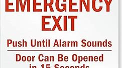 SmartSign "Emergency Exit - Push Until Alarm Sounds, Door Can Be Opened In 15 Seconds" Sign | 18" x 24" 3M High Intensity Grade Reflective Aluminum