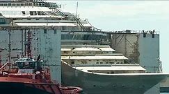 Costa Concordia wreck docks in Genoa