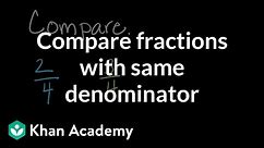 Comparing fractions with the same denominator | Math | 3rd grade | Khan Academy