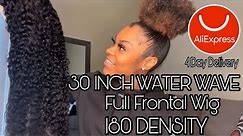 CHEAP AliExpress Full Lace Front WATER Wave 30 INCH Wig Unboxing Review