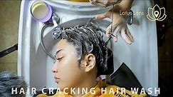 SHE SLEPT IN THE END! HAIR CRACKING Hair Wash with POULP HORN tool