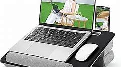 Adjustable Laptop Lap Desk, Lap Desk with Cushion, Storage Function, Cubbies for Home Office Adults Students, Laptop Stand for Lap with Tablet & Phone Holder, Fits up to 15.6 Inch Laptop
