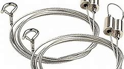 2PCS Adjustable Picture Hanging Wire with Hook, Stainless Steel Heavy Duty Hanging Rope to Hang Picture, Hook Photo Frames, Light, Mirror and Wall Art DIY Holder - 6.5ft (2Meters) Up to 44lb
