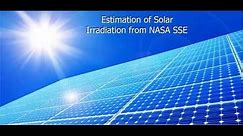 Estimating solar irradiation at any location using NASA SSE website