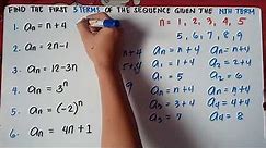 Finding the first 5 terms of the sequence given the nth term