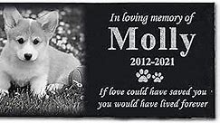 ODB Personalized Pet Memorial Stones, Black Granite Memorial Garden Stone Engraved with Photo, Gifts for Someone Who Lost a Loved One, or Pet, Dog, Cat (with Photo)