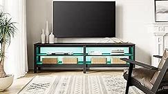 WAMPAT LED TV Stand for TVs up to 75 Inch with 16 Changable LED Lights, Black Entertainment Center for 65 80 inch TV Console Table with 4 Cubby Storage for Living Room Bedroom,70 ''