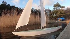 Modern 12mR scale RC yacht sailing