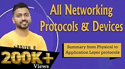 Lec-88: All Networking Protocols & Devices | Summary from Physical to Application Layer protocols