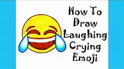 How to Draw Laughing Crying Emoji Step by Step Tutorial for Kids. Guided Drawing