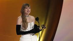 Taylor Swift announces new album while accepting Grammy