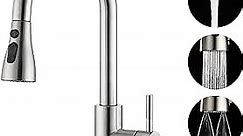 GAGALIFE Brushed Nickel Kitchen Faucet with Pull Down Sprayer - High Arc Stainless Steel Kitchen Sink Faucet, 3-Function Pull Out Kitchen Faucet, Single Hole Single Handle Sink Faucet, Modern Faucets