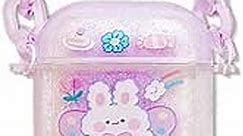 SGVAHY Cute AirPod Cases for Apple AirPods Pro Case Kawaii Clear Liquid Sequins AirPod Case Cover Hard Protective AirPod Pro Case Wireless Charging Box with Color Chain for Girls Women (Bunny Purple)