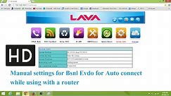 Lava Router settings for BSNL EVDO data card using unlocked mts modem