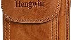Hengwin Genuine Leather Cell Phone Holster Case with Belt Clip Belt Loop Compatible with iPhone 15 Pro Max 14 Pro Max 13 Pro Max 12 Pro Max 11 Pro Max 8 Plus Belt Holder Phone Pouch for Belt (Brown)