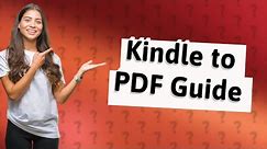 How do I download Kindle books to PDF?