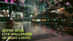 Cyberpunk - Live wallpaper - Ultra Wide 4K (3440 x 1440) - Atmospheric - Crowd noise
