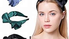Gloppie Headbands for Women Skincare Headbands Girls Fashion Hair Accessories Silk Hair Bands Bow for Workout 3 Pack