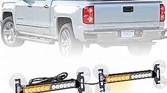 AINBIN 2x 10.7 inch Emergency Strobe Lights Bar 24 LED Amber White Warning Flashing Safety Dash Side Window Front/Rear windshield Lights Grill Surface Mount for Construction Vehicles Tow/Plow Trucks