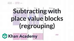 Subtracting with place value blocks (regrouping)