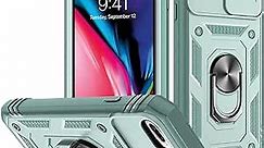 Case for iPhone 8 Plus, Camera Cover Phone Case with Rotation Ring Stand for Apple iPhone 6 Plus/7 Plus/6S Plus/8 Plus - Green