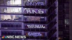 Taggers vandalize around 30 floors of a new Los Angeles high-rise