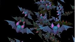 Scary 3d Wild Bats Flying in the Starry Night Sky Cartoon Animation - Chroma Key - Funny Animals