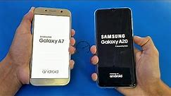 Samsung Galaxy A20 vs Samsung Galaxy A7 (2017) - Speed Test! - (HD)