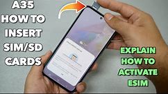 Samsung Galaxy A35 How to insert SIM/SD Cards + How to Activate E-SIM