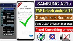Samsung A21s Frp Bypass Android 12 Without Pc || Samsung FRP Bypass clear data Not Supported