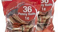 BAZIC Coin Wrappers Rolls - Penny, Made in USA, Durable Preformed Wrappers Roll Paper Coins Tubes (36/Pack), 2-Packs