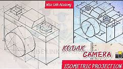 Isometric projection of kodak camera 35 #wiselinkacademy #isometricdrawing #technicaldrawing .