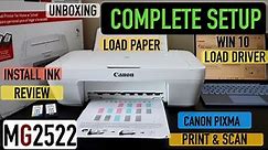 Canon Pixma MG2522 Setup, Unboxing, Install Ink, Load Paper, Install driver, Print, Scan & Review
