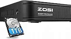 ZOSI H.265+ 5MP 3K Lite 8 Channel CCTV DVR Recorder, AI Human Vehicle Detection, Alert Push, Hybrid Capability 4-in-1(Analog/AHD/TVI/CVI) Full 1080p HD Surveillance DVR for Security Camera (1TB HDD)