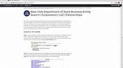 New York Department of State Business Entity Search | Corporation | LLC | Partnerships