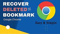 How to Recover Deleted Bookmark on Chrome - (Restore Bookmark)